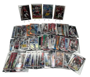 Huge Football Card Lot including Nick Bosa, Isaac TeSlaa, Drake Maye, Tremaine Edwards, Terrance Ferguson, Myles Garrett, Josh Allen, Steve Young, Patrick Mahomes, Troy Franklin, and More