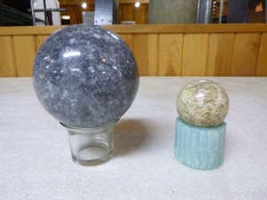2 Stone Spheres on Stands