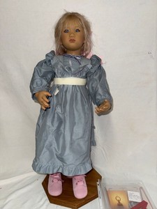 Annette Himstedt Skille 2000 Collector Doll Approx 30in Blue Dress and includes Mini Doll Dressed the same