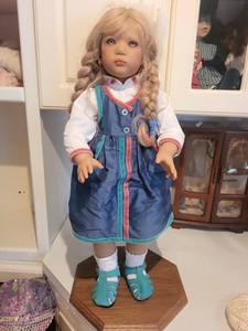 Annette Himstedt Julechen Vinyl Doll w Box Braids Blue Dress 24in