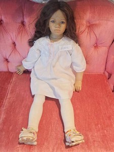 Annette Himstedt Lona Vinyl Child Doll Brown Hair Blue Eyes 29in with Original Outfit and COA