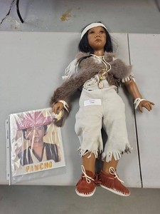 Annette Himstedt Pancho 11808Collector Doll Native Costume 27in w Insert