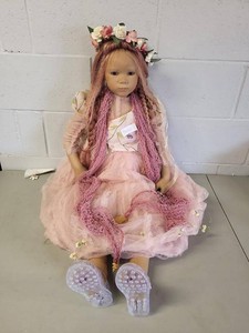 Annette Himstedt Thabi Large Artist Doll, Pink Dress Floral Crown, 36in