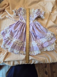 LFL Boutique Designs Custom Doll Dress Purple Floral Lace Trim