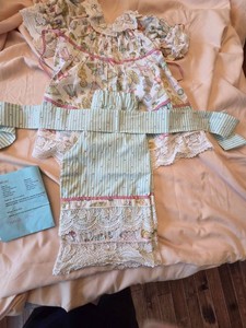 Custom Annette Himstedt Doll Dress & Apron Outfit Set Lace Trim
