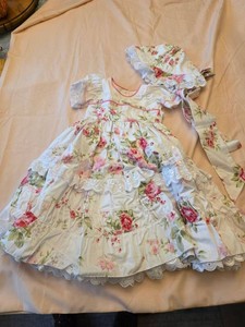 Custom Doll Dress & Bonnet Set Floral Eyelet Lace for Himstedt Doll