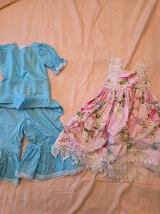 Custom Annette Himstedt Doll Clothes Floral Dresses & Blue Outfit Lot