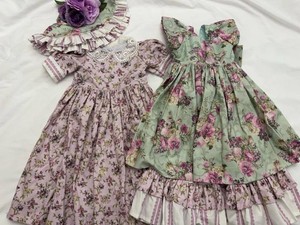 Custom Annette Himstedt Doll Floral Dress Outfit Bonnet Pinafore Set