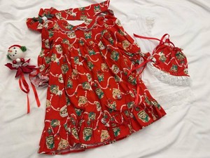 Custom Annette Himstedt Doll Christmas Dress Set Red Kitten Print