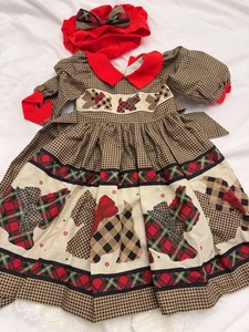 Glorias Annette Himstedt Doll Dress Set Bonnet Bloomers Plaid