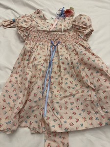 Custom Annette Himstedt Doll Dress Set Pink Floral Smocked w Hair Bow