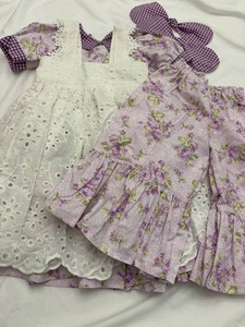 Glorias Annette Himstedt Doll Dress Set Floral Eyelet Purple Gingham