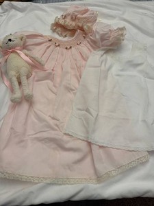 Custom Annette Himstedt Doll Dress Set Pink Smocked Outfit w Bear