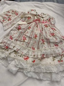 Custom Annette Himstedt Doll Dress Set Rose Print w Bonnet Petticoat