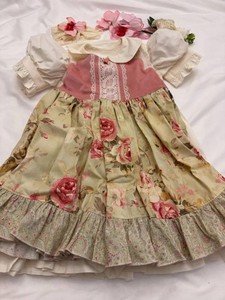 Girls Floral Party Dress with Matching Headband & Hair Accessories