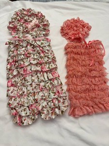 Baby Ruffle Bloomer & Bonnet Outfit Sets Floral Satin Pink Lace
