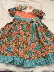 Girls Boutique Floral Dress with Matching Hair Accessories Set