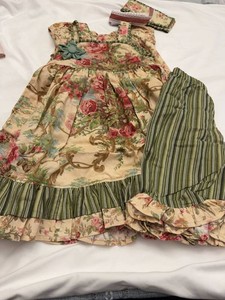 Girls Boutique Floral Dress Outfit Set Ruffle Pants Matching Accessories