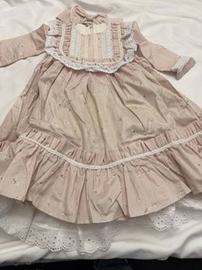Girls Pink Floral Prairie Dress with White Petticoat Lace Trim Set