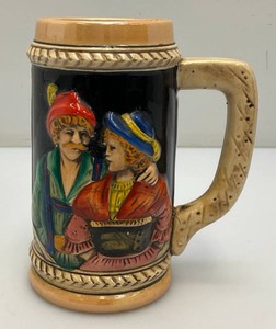 Vintage KMP Original Ceramic Beer Stein Mug Germany Castle Couple 6