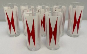 Vintage Mid Century Phillips 66 Atomic Drinking Glasses (Set Of 7) Gas Station Give Away