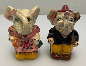 1960s Mr. & Mrs. Elephant Salt & Pepper Shakers (Small Chips Present)
