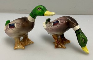 Mid Century Collectible Mallard Duck Salt & Pepper Shaker Set Made In Japan 4 (Small Chip On Foot)