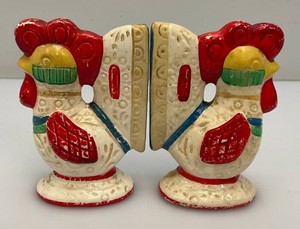 Vintage MCM 1950s Ceramic Rooster Salt & Pepper Shakers