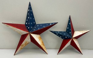 18 & 24 Metal Star Shaped Us Flag Outdoor Dcor