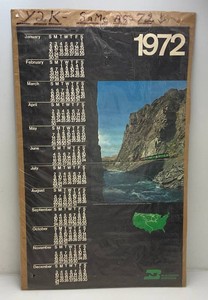 1972 Burlington Northern Calender Behind Plastic 26 x 42