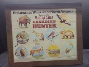 WOOD FRAMED SEAGRAMS CANADIAN HUNTER FRAMED PICTURE