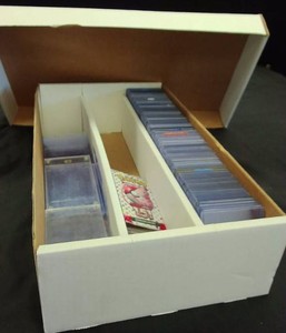 BOX OF CLEAR CASES FOR TRADING CARDS