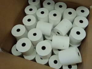 HUGE BOX FULL OF RECEIPT PAPER ROLLS