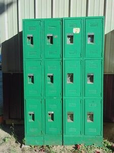 LARGE 12 DOOR GREEN LOCKER