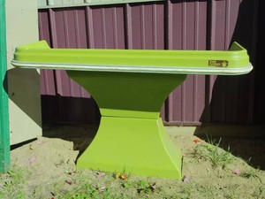 RETRO OLIVE GREEN FOOD FURNITURE DISPLAY TABLE