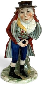 O - Fine Capodimonte Polychrome Porcelain Gobbetto Figurine - Allegory of Winter  Shivering Dandy, 19thEarly 20th Century