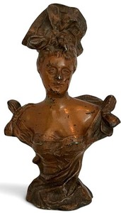 O - Antique Patinated Bronze Female Bust