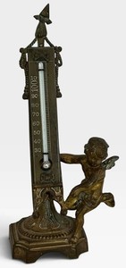 O - Antique European Figural Desk Thermometer
