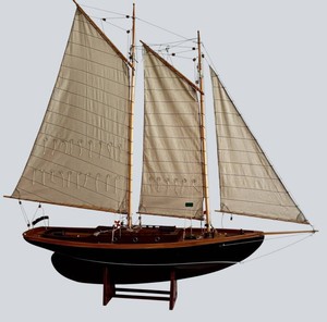 LR - Model Ship - Friendship Schooner With Display Stand
