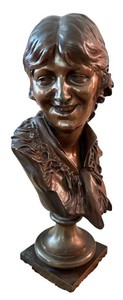 O - Antique Art Nouveau Bust Sculpture - Georges Van Der Straeten