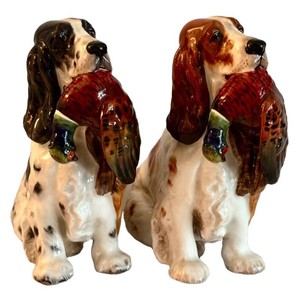 LR - Porcelain Spaniel Figurines - Vintage Royal Doulton HN138 Pair