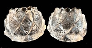 LR - Vintage Votive Candle Holders - Orrefors Firefly by Berit Johansson (Lot of 2)