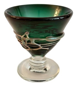 LR - Vintage Art Glass Pedestal Candy Dish - Robert Dunn 2013