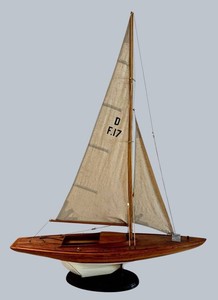 LR - Wooden Model Sailboat - Dragon-Style Yacht 30 X 7 X 40 in