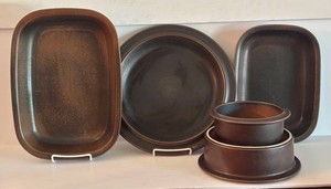 SR - Vintage Serving Trays & Bowls - Arabia Finland Ruska (Lot of 5)