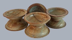 SR - Studio Pottery Pedestal Bowls - Earth-Tone Glaze (Lot of 7)