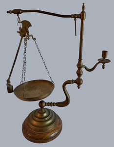 LR - Vintage Brass Balance Scale With Candle Holder
