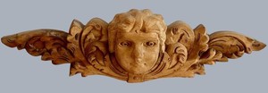 LR - Wooden Architectural Applique - Antique Carved Cherub Face