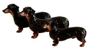 LR - Dachshund Figurines - Royal Doulton Two Dogs & Puppy (Lot of 3)