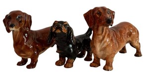 LR - Set of Three Vintage Goebel Porcelain Dachshund Figurines -